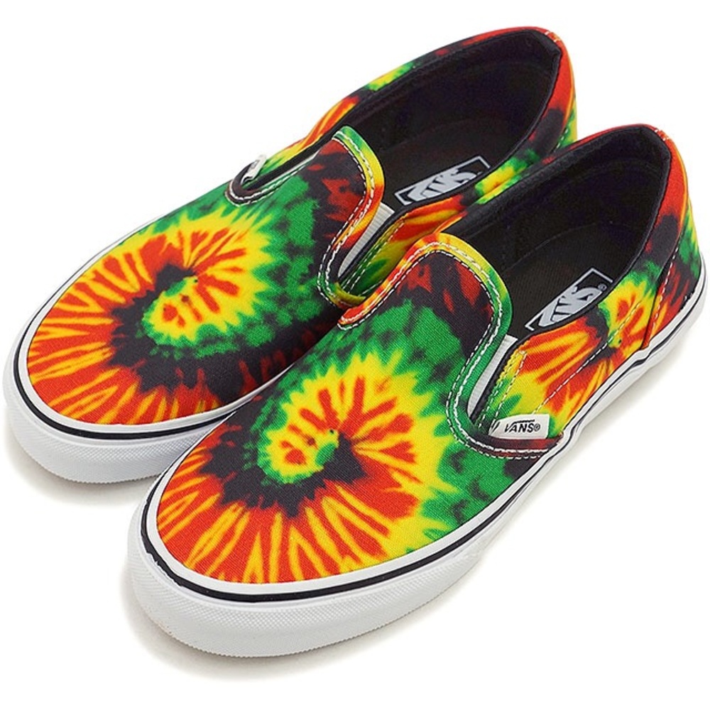 ISO rasta tie dye slip on vans